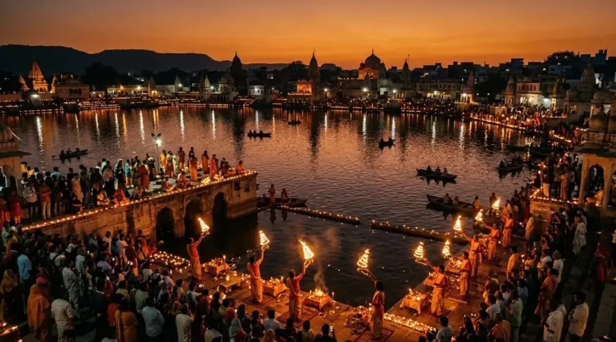 Pushkar Lake night ceremony